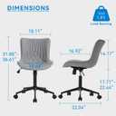 YOUNIKE Office Chair, Armless Desk Chair with Wheels, Adjustable Swivel Rolling Home Office Computer Task Chairs, Modern Faux Leather Upholstered Vanity Chair, Grey