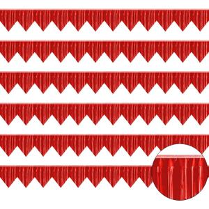6p Banner Metallic Foil Fringe Wall Hanging Tinsel Fringe Banners backdrop for Parade Floats Garland Wedding Parties Graduation Class Birthday Retirement Anniversary Party Decorations(Red)