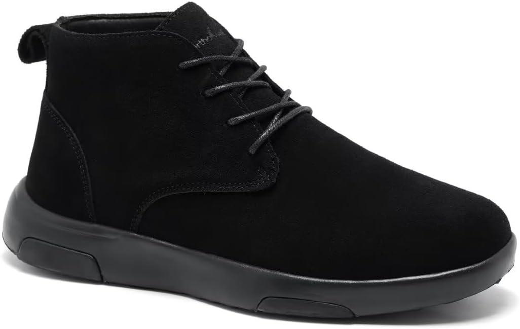 OrthoComfoot Men's Orthopedic Ankle Boots Walking Shoes: Arch Support Leather Dress Oxfords for Plantar Fasciitis, Comfortable Orthotic Fashion Sneakers for Foot Heel Pain Relief (Black), Size 13