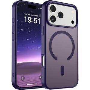SUPFINE Magnetic for iPhone 17 Pro Case (Compatible with MagSafe) (Military Grade Drop Protection) Translucent Matte Shockproof with Anti-Fingerprint Phone Cover 2025, Dark Purple
