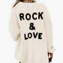 FASHION Women's Long Sleeve Open Front Knit Cardigans Sweaters Soft Loose Draped Coat Outerwear Ivory Medium