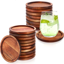 Gejoy 20 Pcs Wooden Coasters for Drinks 5 Inch Natural Stackable Acacia Wood Round Coasters Bulk for Coffee Tabletop Protection for Kinds of Cups Housewarming Gifts Home Bar Table Decor