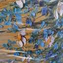 Large Blue Seaside Cyan Floral Wall Painting wildflower Blossom Art Framed Artwork for Living Room Bedroom 20x40 Inch, 24"L x 16"W