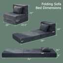 Folding Sofa Bed, 4 in 1 Convertible Sleeper Chair with Pillow, Single Memory Foam Fold Out Chair Bed, Modern Floor Futon Sofa Couch Mattress for Living Room/Guest/Apartment, Dark Grey, Single 76x26x6 in