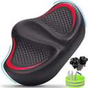 CDYWD New Noseless Bike Seat for Men Women Comfort, Extra Wide Soft Padded Bicycle Seat, Large Comfortable Bike Saddle for Peloton, Stationary Exercise Bike, Ebike, Scooter, Beach Cruiser, City Bike (Red)