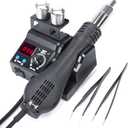 WEP 8858-V Hot Air Rework Station Kit with Compact Size, Integrated Nozzle Holder, 3 Nozzles, 2 Tweezers, Adjustable Temperature& Air Volume, PID Program, °C/°F Conversion and More