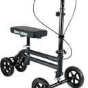 KneeRover Economy Knee Scooter Steerable Knee Walker for Adults for Foot Surgery, Broken Ankle, Foot Injuries - Foldable Knee Rover Scooter for Broken Foot Injured Leg Crutch with Dual Brakes (Black) (1 Count (Pack of 1), Matte Black)