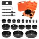 HORUSDY Hole Saw Set 24PCS Hole Saw Kit,Hole Saw Drill Bit Kit, 3/4"-6" (19-152mm) 17PCS Saw Blades, 2 Mandrels, 3 Drill Bit, Installation Plate, Hex Key, For Drywall, Soft Wood, Plywood, Plastic, PVC