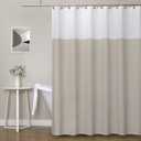 WEST LAKE Tan Off White Fabric Shower Curtain, Color Block Contemporary Bathroom Dcor, Waterproof Bath Room Curtain, 12 Rust Proof Grommets Top for Hotel Spa Home,NO Hook,70''x72''