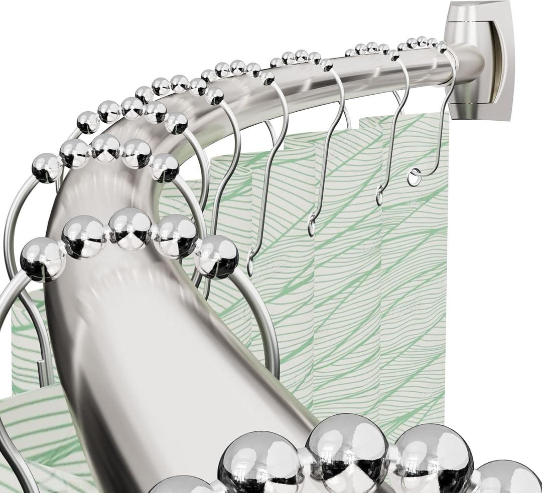 Curved Shower Curtain Rod 43-72 Inches Adjustable, Aluminum Shower Rod Rustproof, Round shower curtain rod, Curved Shower Rods for Bathroom, Bathtub, Stall, Brush Nickel (Brush Nickel)