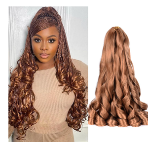 French Curl Braiding Hair 8packs Loose Wavy 30# Pre Stretched Synthetic Spiral Curly Crochet Braiding Hair 24 inch Synthetic 75g/pack French Curly Crochet Hair (24inch,8packs,30#)