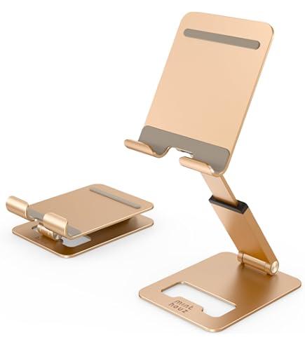 Minthouz Phone Stand, Extendable & Foldable Mobile Phone Stand, Angle/Height Adjustable Phone Holder Compatible with iPhone 17 16 15 14 Pro Max and More 4.7"7.9" PhonesGold (Gold)