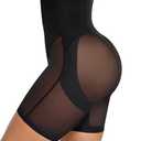SHAPELLX Shapewear Tummy Control Waist Cincher Girdle Butt Lifting Shapewear Plus Size Seamless Body Shaper Shorts Black L