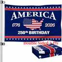 250 Anniversary USA Flag - 3x5 Ft Double Sided 3 Layers Patriotic Flags - 4th of July Decorations Independence Day American 250th Anniversary Flag for Indoor Outdoor Decoration