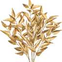 Hollyone 32 Christmas Tree Picks and Sprays 3Pcs Gold Artificial Eucalyptus Stems Eucalyptus Leaves Branches Fake Gold Leaf Floral for Vase DIY Xmas Tree Garland Wreath Centerpieces Wedding Decor (Eucalyptus-Style 5, Gold-style 5)