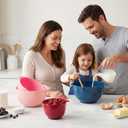 BoxedHome Classic Mixing Bowl Set, BPA Free Plastic, Microwave and Dishwasher Safe, 4.5 quarts (Pink/Blue)