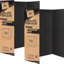 Chell 36" x 48" Large Trifold Poster Board, 2 Pack, Black Corrugated Project Boards for Science Fair, School Projects, Event Displays and Business Presentations