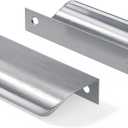 goldenwarm 10 Pack 3 Inch Finger Pulls Brushed Nickel Handles for Cabinets Silver Dresser Pulls Edge Tab Drawer Hardware for Kitchen Cupboard (Hole Center:76mm(3in))