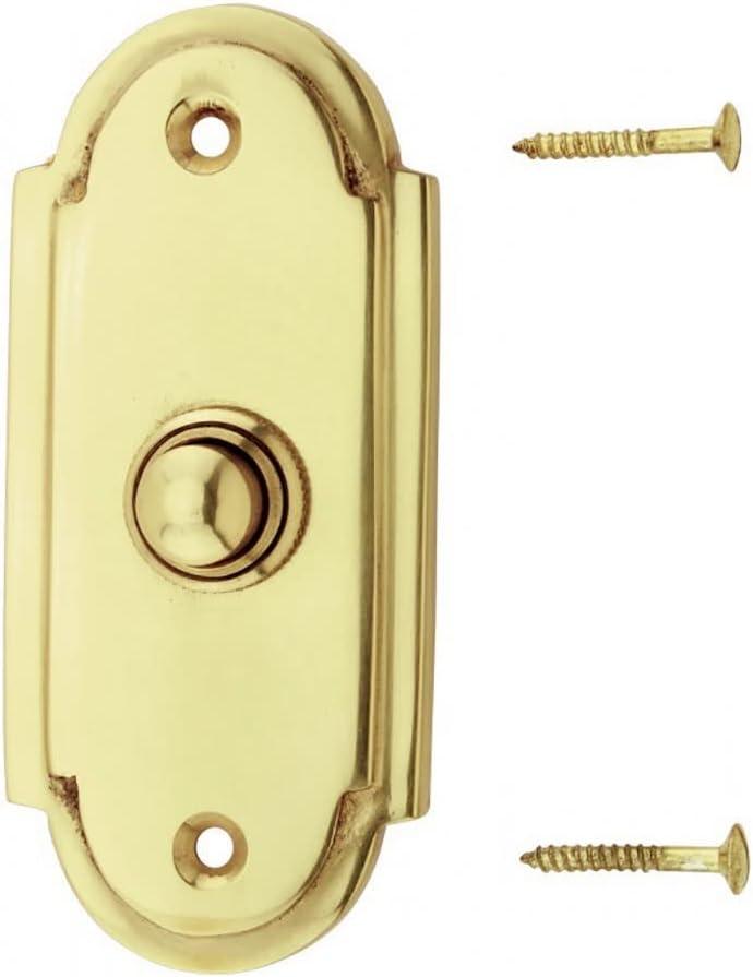 Wired Brass Door Bell Push Button Traditional Chime 4 Inches Long Colonial Vintage Home Doorbells With Long Lasting Lacquered Finish And Mounting Hardware Renovators Supply Manufacturing