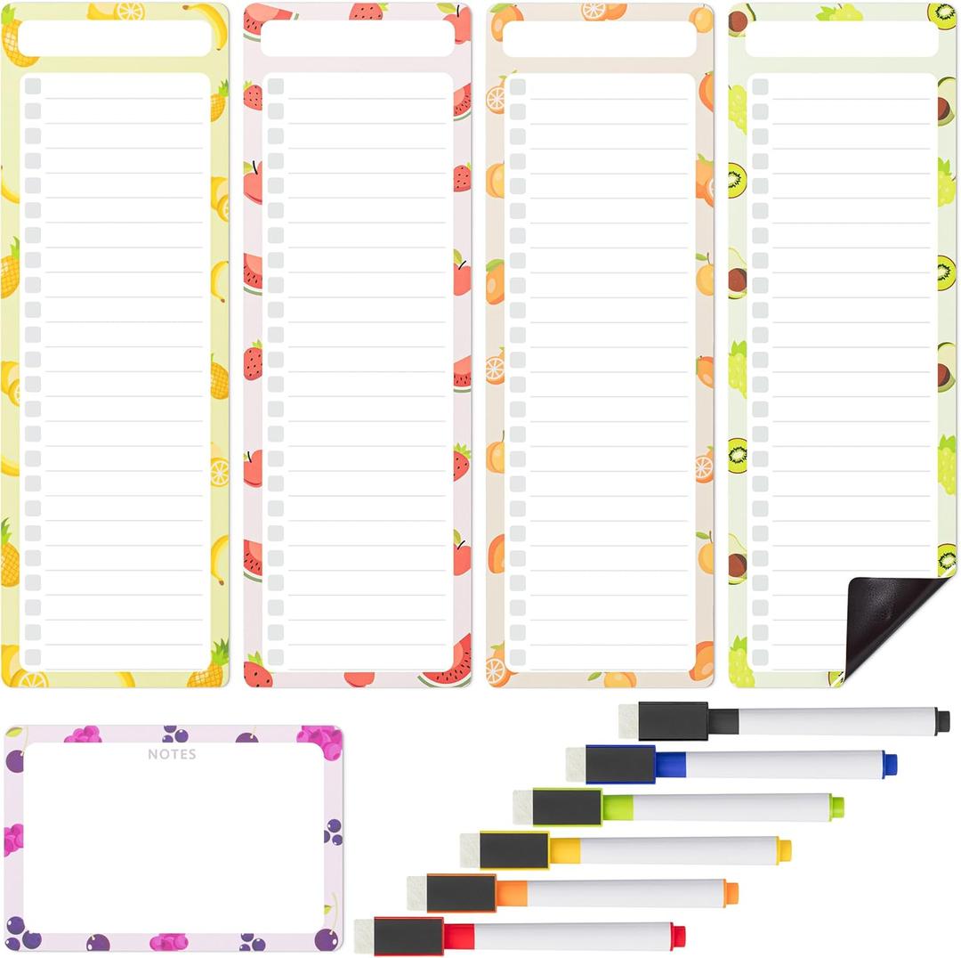 Mr. Pen- 4" x 12" Magnetic Dry Erase to Do List Set, 11 Pack, Fruit Style, 4X Dry Erase to Do List White Board, 6X Colorful Whiteboard Markers and 6" x 4" Magnetic Whiteboard Note