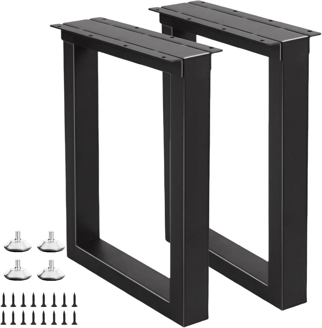 19 Inch Metal Coffee Table Legs Black, Heavy Duty Furniture Legs for DIY End Side Tables, Bench, Modern Desks, Night Stands, Sofa (H19 x W13.1, Black), 19" U Shape
