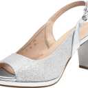 DREAM PAIRS Womens Sexy High Chunky Heels Peep Toe Platform Block Slingback Dress Pumps Shoes (7, Silver)