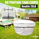 RV Propane Tank Cover, Camper Propane Tank Cover Double 20lb, for Travel Trailer (White)