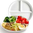 AISBUGUR Ceramic Portion Control Plate for Weight Loss,9-Inch Divided Plate for Adults,3-Compartment Portion Plate for Healthy Eating,Dishwasher & Microwave Safe,White (2 PACK)