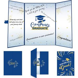 Blue and Gold Graduation Guest Book 2026, Class of 2026 Sign in Book, Congrats Grad Party Decorations for Graduation Party Table Supplies