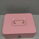 KYODOLED Large Metal Cash Box with Money Tray and Lock,Money Box with Cash Tray,Cash Drawer,9.84"x 7.87"x 3.54" Pink Large