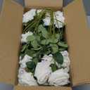 Hananona 50 Pcs Artificial Roses in Bulk, Fake Velvet Silk White Roses Realistic White Roses for Wedding Centerpieces Flower Arrangement Home Decor (50, White)