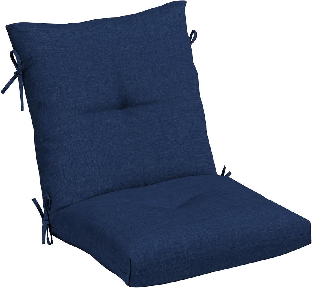 Arden Outdoor Plush Modern Tufted Blowfill Dining Chair Cushion, 21 x 40, Rain-Proof, Fade Resistant, Tufted Cushion for Dining and Bistro Chairs Sapphire Blue Leala