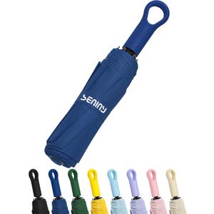 Seniny Umbrellas for Rain with Ring Buckle - Travel Umbrella Compact for Backpack, Car, Walking, Automatic UV Umbrella for Sun Protection, Small Portable & Folding Umbrellas for Windproof, Women Kids (Dark Blue)