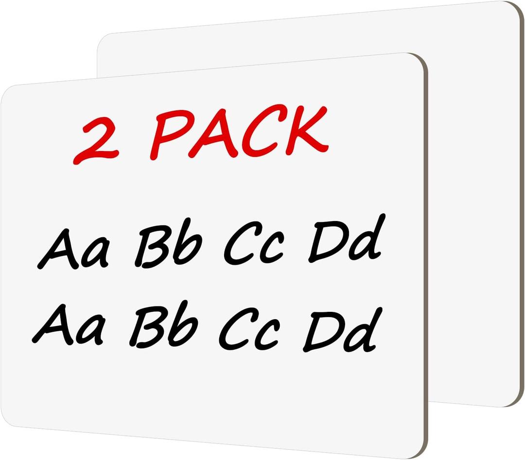 2 PC Small White Board Dry Erase Classroom Pack Boards 9" x12Personal Whiteboards for Students Teachers Lapboards