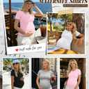 Huukeay 4 Pack Women's Maternity Shirts, Crew Neck Maternity Top Short Sleeve Casual Cotton Tee Side Ruched Pregnancy Clothes (L)