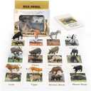 Small Montessori Animal Figures with Flash Cards, Realistic Animal Figurines Toys, Montessori Materials Homeschool Preschool Science Educational Matching Game for Toddler Kids (Zoo)