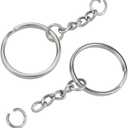 6 x KINGFOREST 50-Piece Split Key Ring Kit with Chains & Jump Rings - 1 Inch Silver Nickel Bulk Jewelry Making Supplies for DIY Keychains, Charms, Crafts