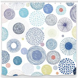Modern Design Colorful Circles and Fireworks Fabric Shower Curtains Bathroom Dcor Machine Washable. Blue