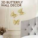 GUSFREUD 3D Butterfly Wall Decor Set – Resin Wall Decorations for Living Room, Bedroom, Garden, Yard, Outdoor and Gallery Walls - Antique Gold - Set of 3