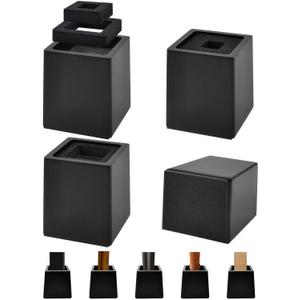 Bed Risers Heavy Duty, 5" H(Inner 4" H), 1" Raised Edge, Loading 2500 lbs, for King Queen Twin Full Bed Frame, 4 Pack Wooden Furniture Legs Risers for Couch Desk Table TV Cabinet, Black
