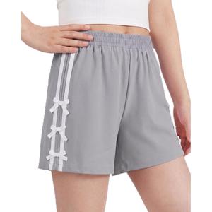 Aura Vane Kids Girls Grey Athletic Striped Shorts Size 7 Girl Summer Elastic Waist Solid Casual Clothes Girls Bow Biker Shorts Size 8 (Gray)