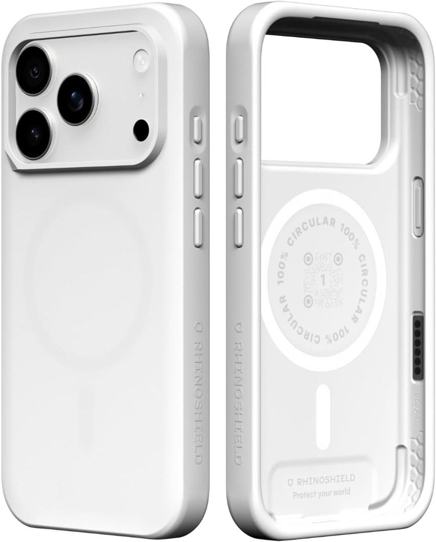 RhinoShield Phone Case Compatible with MagSafe for iPhone 17 Pro | SolidX - Reinforced Shock-Absorbing Protection, Minimal and Slim Design with Military Grade Drop Protection - Classic White