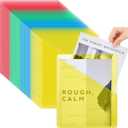 Seajan 48 Pcs Pocket Folders for 3 Ring Binder Clear Plastic Folders Sleeves with 2 Pockets 3 Hole Punch Binder Dividers Poly Slash File Jackets for Office School Document Organizer (Multicolored)