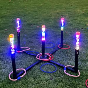 OUTTOY Outdoor Yard Games for Adult and Family, Led Ring Toss Games for Kids Glow in The Dark Games for Lawn, Backyard, Camping, Beach