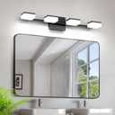 4 Light Acrylic Bathroom Light Fixtures, Modern Black Bathroom Vanity Light, Matte Black Wall Lighting Fixtures Over Mirror, Adjustable LED Vanity Light (White Light 5500K)