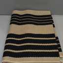 Striped Outdoor Front Door Mat 24"x51", Cotton Hand Woven Washable Black and Khaki Rug Runner, Reversible Foldable Indoor Layered Front Door Rugs for Entryway/Farmhouse/Home Entrance (2'x4.3')