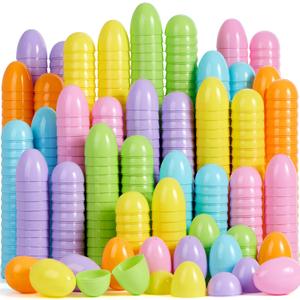 JOYIN 3.15" Pastel Easter Eggs, 50PCS Large Plastic Eggs, Empty Colorful Fillable Eggshells for Easter Hunt, Party Favor, Basket Stuffers Filler, Classroom Prize Supplies