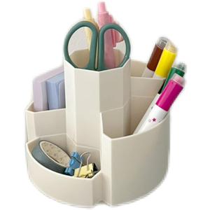 Pen Organizer Pencil Cup for Desk Desk Organizers and Accessories, Cute Pencil Holder Stationery Supplies for Office, Home, School (Ivory)