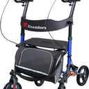 Aliseniors Upright Walker with Seat, Extra-Wide Bariatric for Seniors 300lb