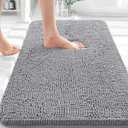 Bathroom Rugs 35x24inch, Extra Soft Absorbent Chenille Bath Rugs, Rubber Backing Quick Dry, Machine Washable Bath Mats for Bathroom Floor, Tub and Shower, Home Decor Accessories, Light Grey